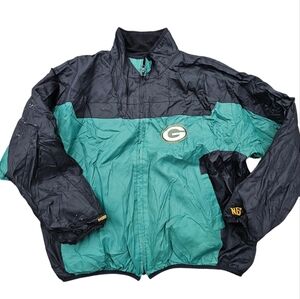 Vintage Green Bay Packers reversible fleece jacket windbreaker XL NFL Football